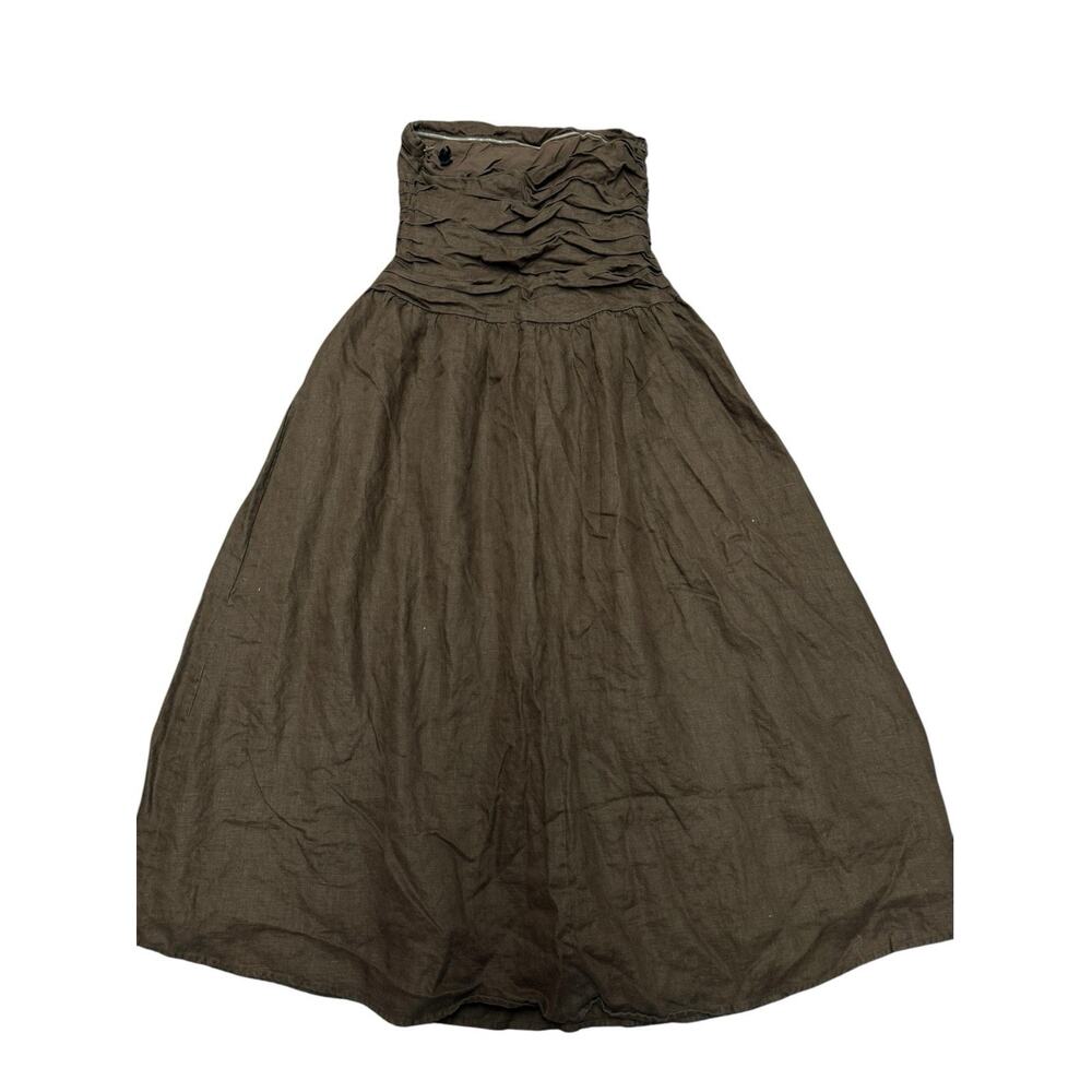 DISSH Aubriella Burnt Choc Linen Strapless Midi Dress US 8 Brown - Picture 7 of 10